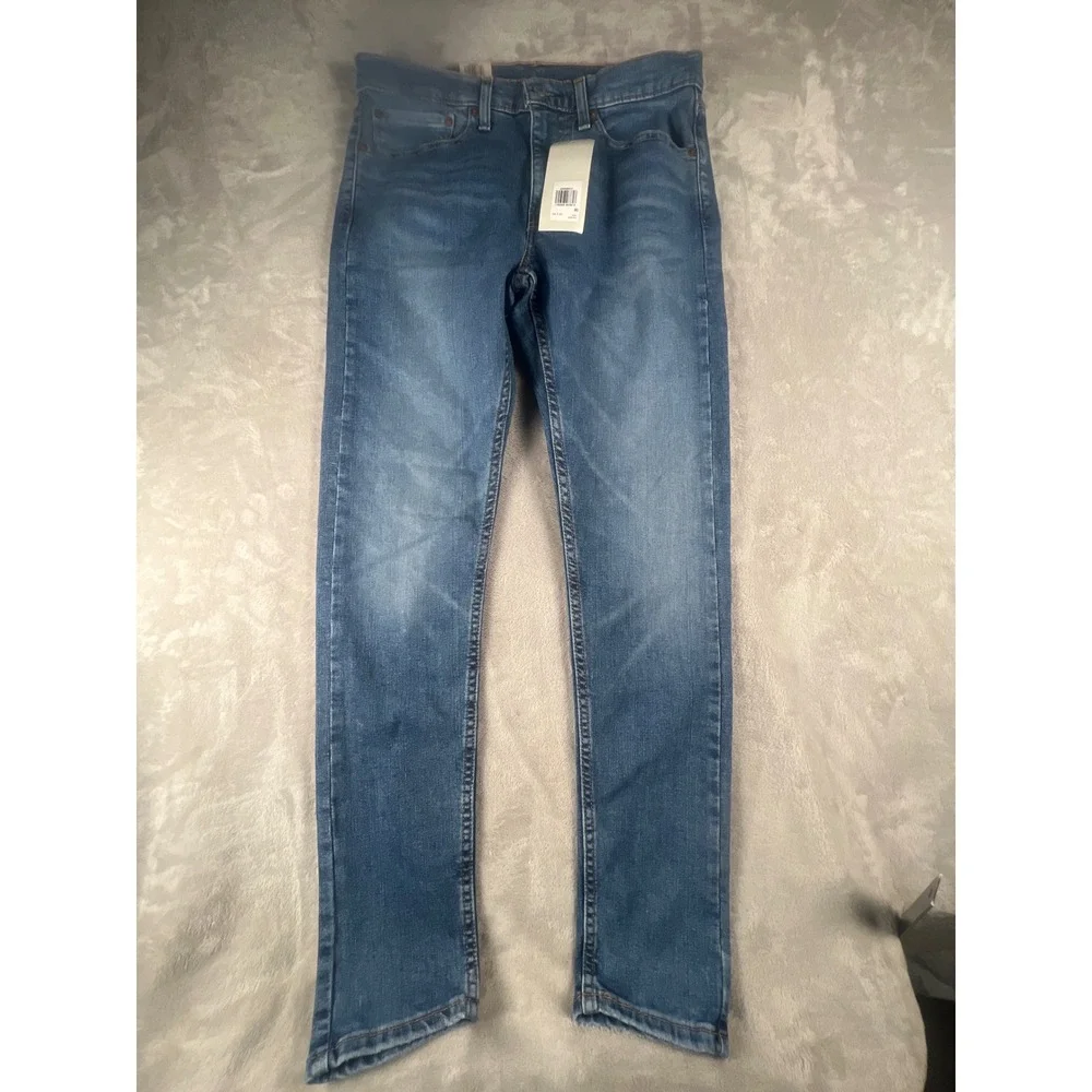 Levis Mens Skinny Taper Flex Stretch Blue Denim Jeans 34x32 Medium Wash